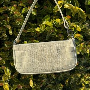 By Far Rachel Baguette Shoulder Bag Cream Croc